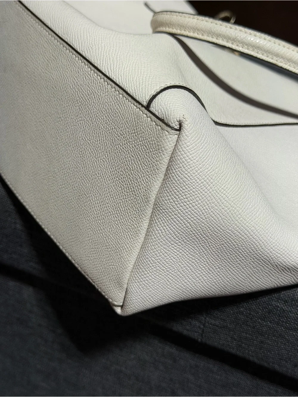 Coach White Leather Tote with Gold Accents